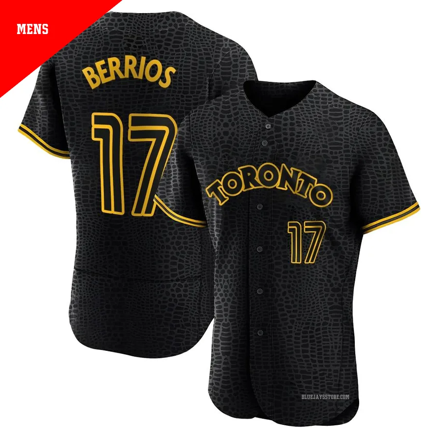 Men's Toronto Blue Jays Jose Berrios ＃17 Black Authentic Snake Skin City Jersey