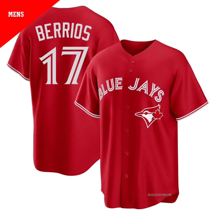 Men's Toronto Blue Jays Jose Berrios ＃17 Red Replica Canada Day Jersey