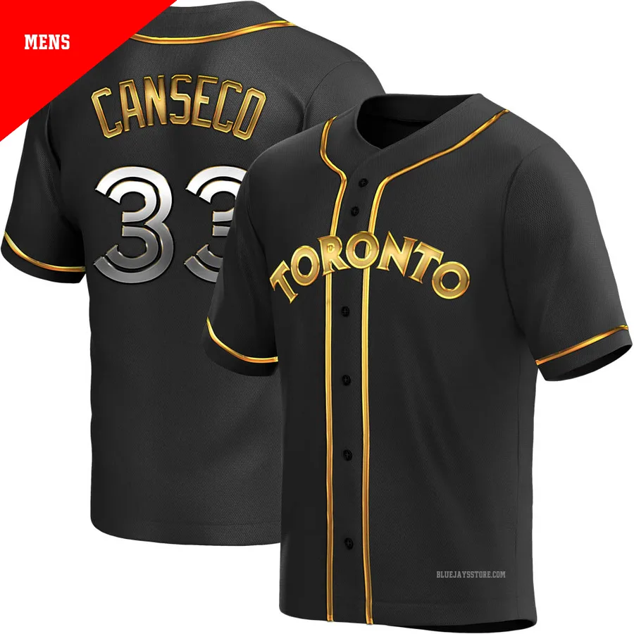 Men's Toronto Blue Jays Jose Canseco ＃33 Gold Replica Black en Alternate Jersey