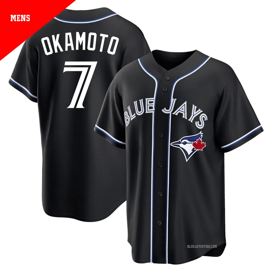 Men's Toronto Blue Jays Kazuma Okamoto ＃7 Black Replica Fashion Out Jersey