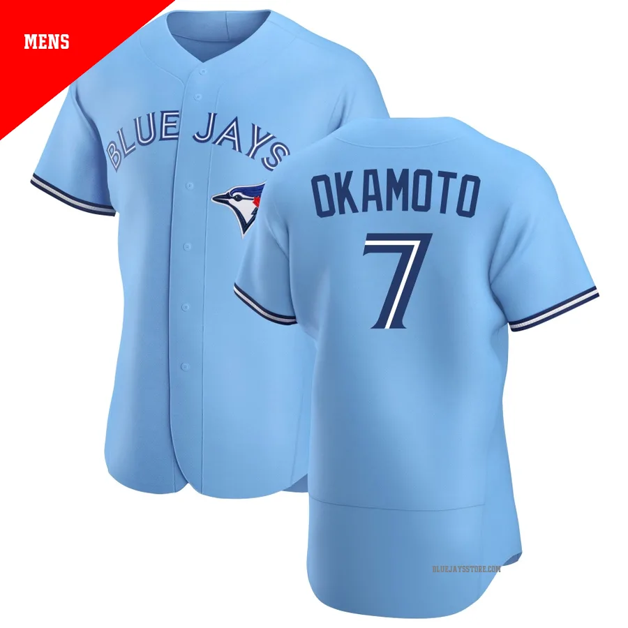 Men's Toronto Blue Jays Kazuma Okamoto ＃7 Blue Authentic Powder Alternate Jersey