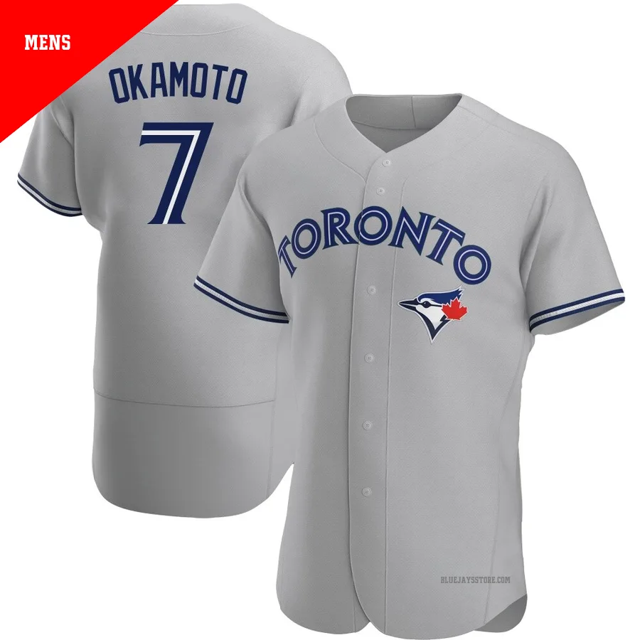 Men's Toronto Blue Jays Kazuma Okamoto ＃7 Gray Authentic Road Jersey