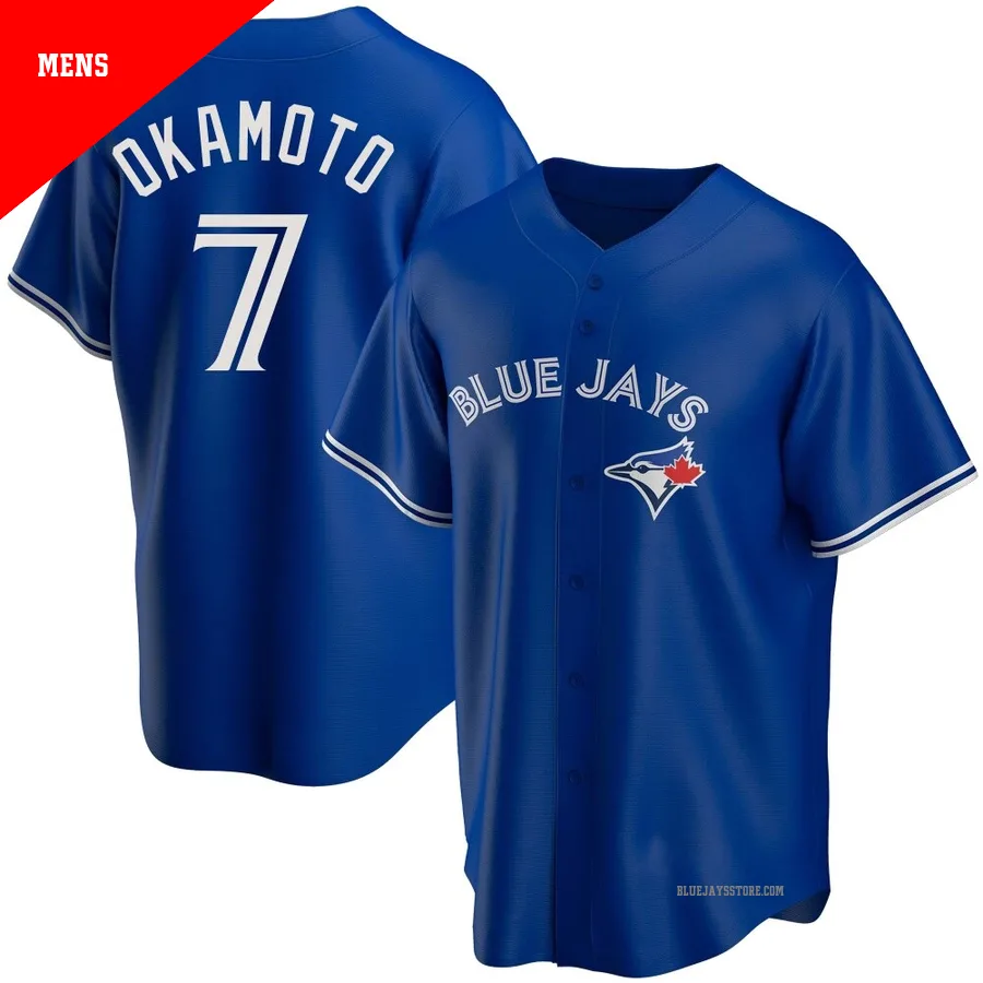 Men's Toronto Blue Jays Kazuma Okamoto ＃7 Royal Replica Alternate Jersey