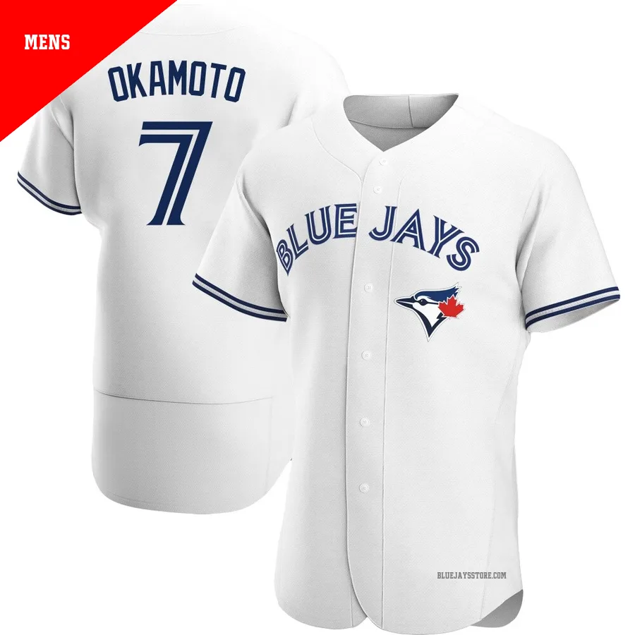 Men's Toronto Blue Jays Kazuma Okamoto ＃7 White Authentic Home Jersey