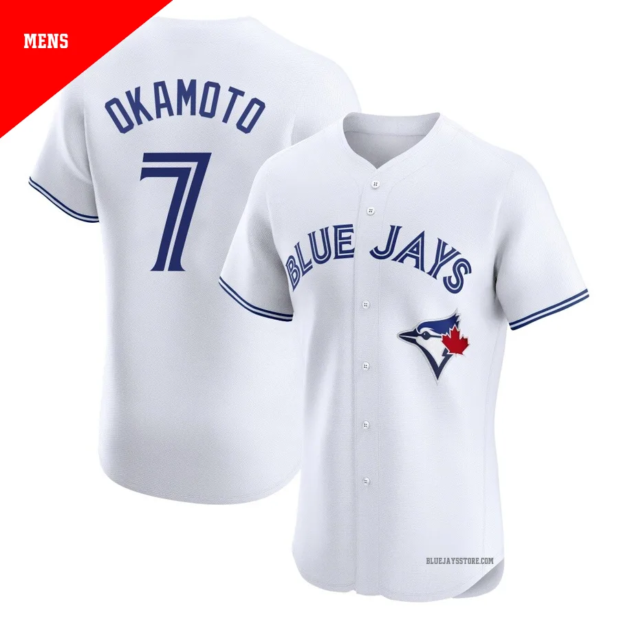 Men's Toronto Blue Jays Kazuma Okamoto ＃7 White Elite Home Jersey
