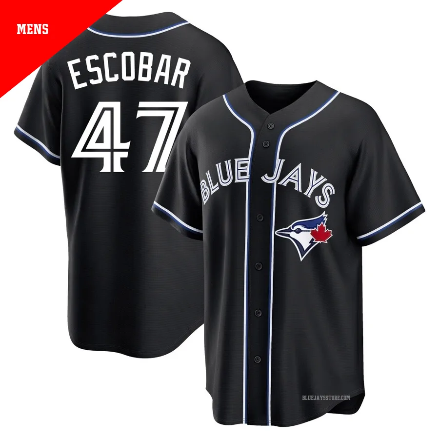 Men's Toronto Blue Jays Kelvim Escobar ＃47 Black Replica Fashion Out Jersey