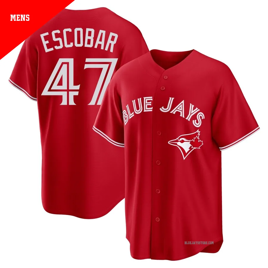 Men's Toronto Blue Jays Kelvim Escobar ＃47 Red Replica Canada Day Jersey