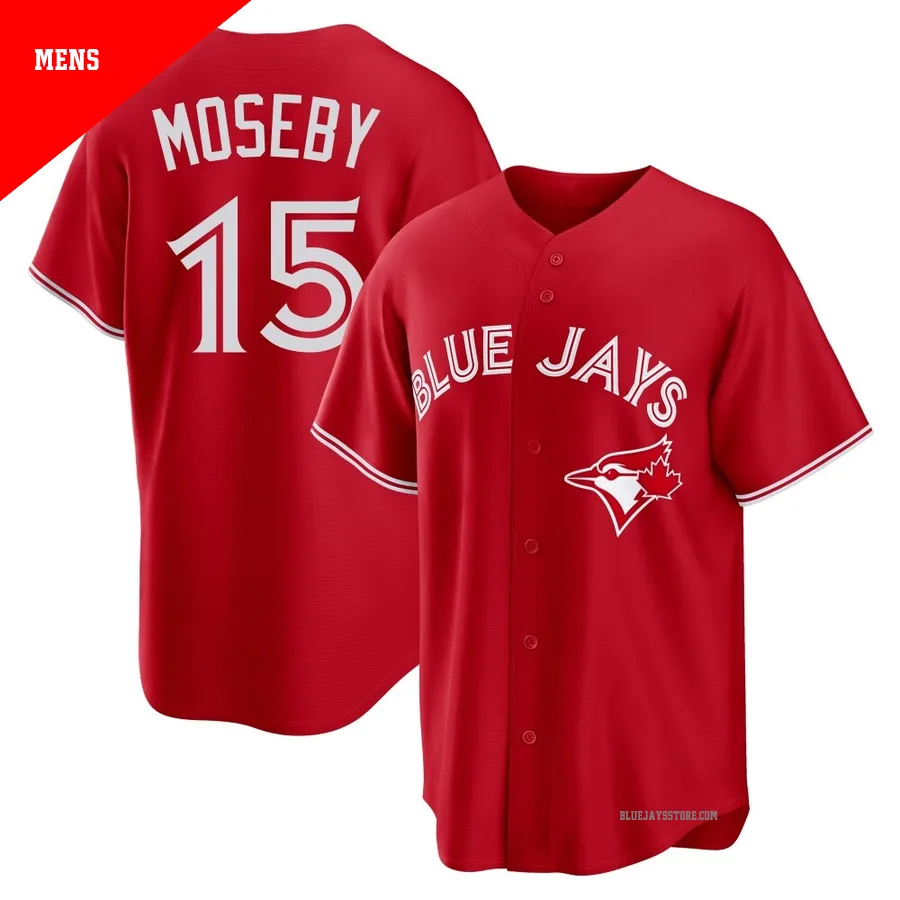 Men's Toronto Blue Jays Lloyd Moseby ＃15 Red Replica Canada Day Jersey