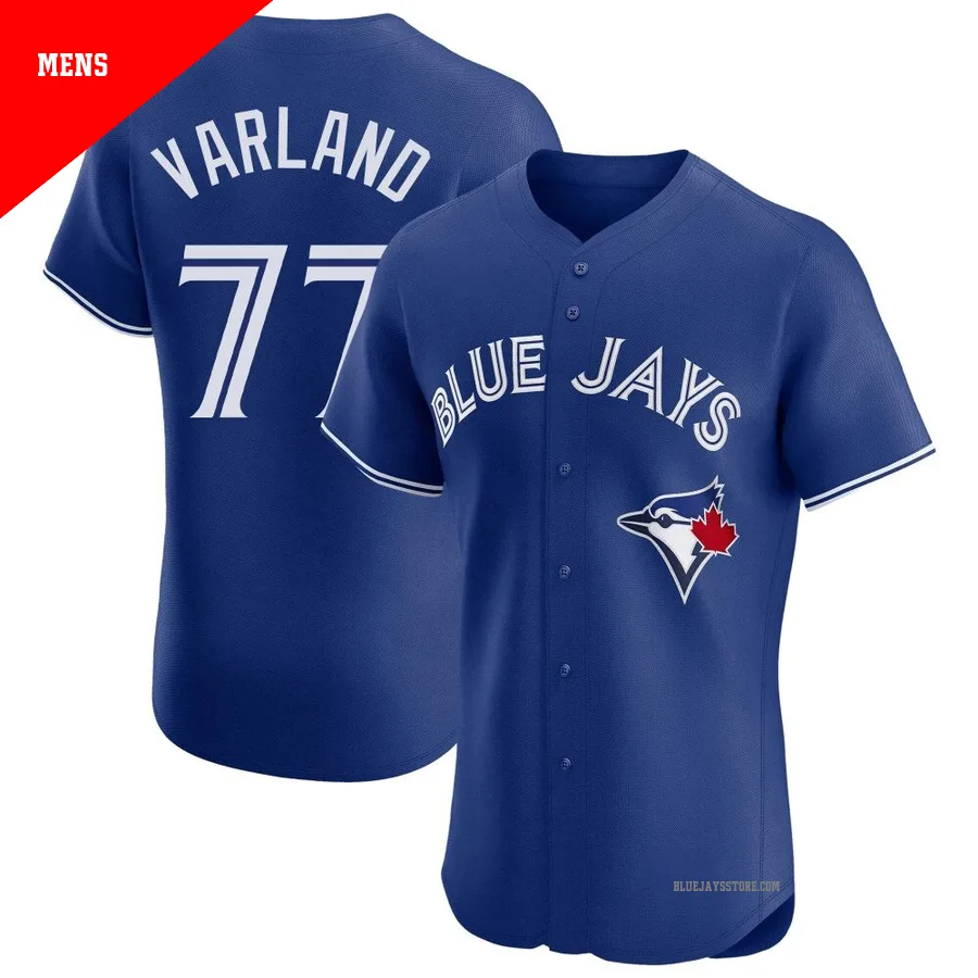 Men's Toronto Blue Jays Louis Varland ＃77 Royal Elite Alternate Jersey