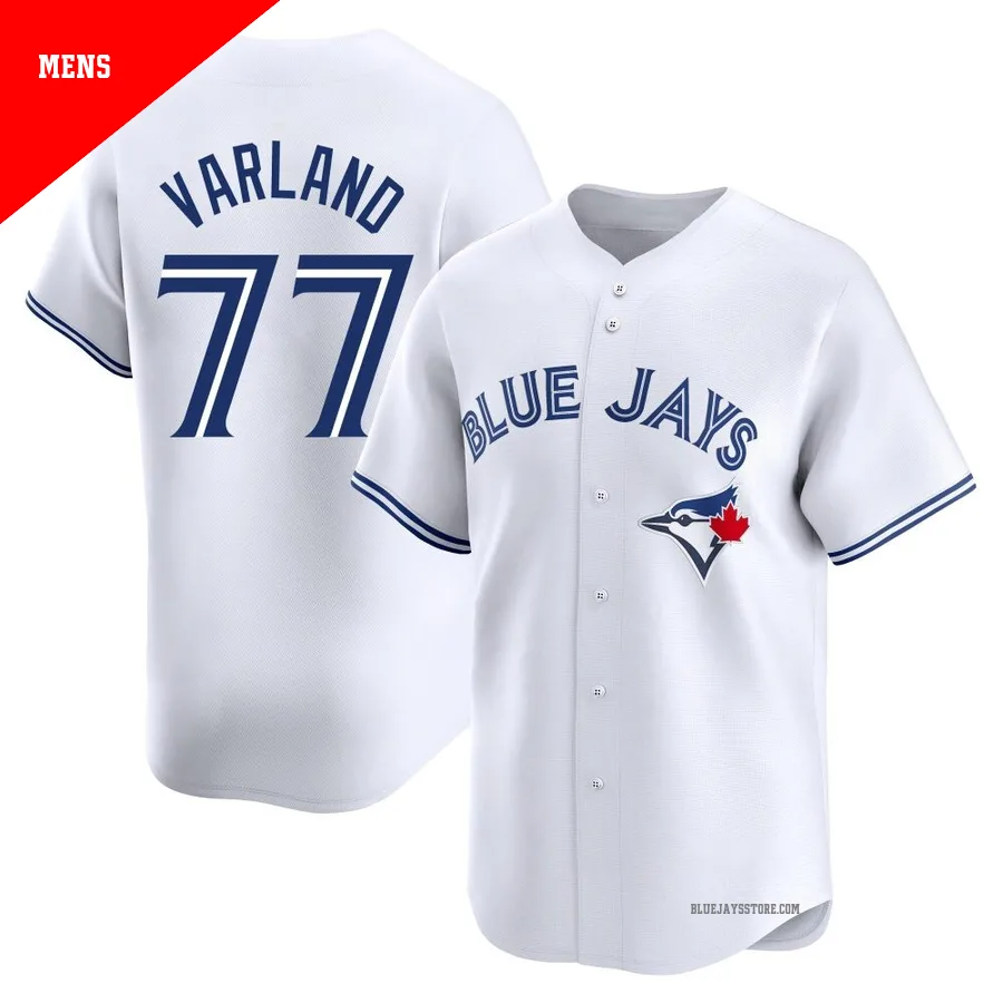 Men's Toronto Blue Jays Louis Varland ＃77 White Limited Home Jersey
