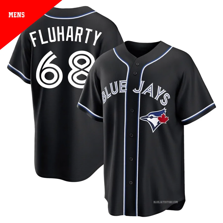 Men's Toronto Blue Jays Mason Fluharty ＃68 Black Replica Fashion Out Jersey