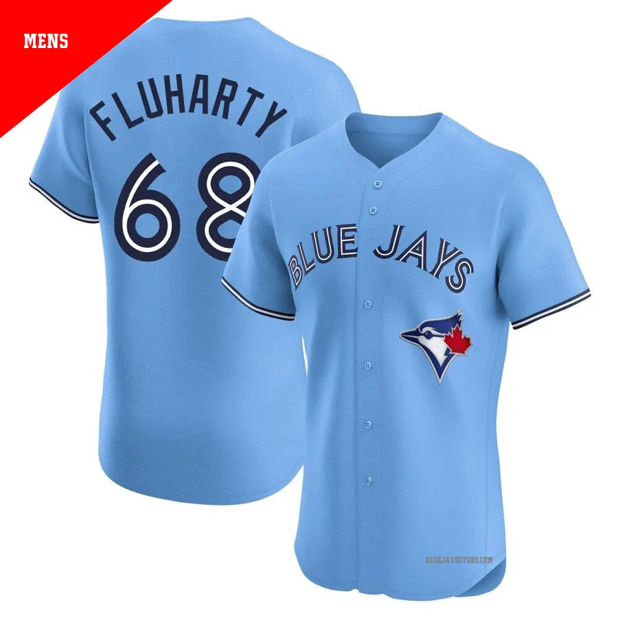 Men's Toronto Blue Jays Mason Fluharty ＃68 Blue Elite Powder Alternate Jersey