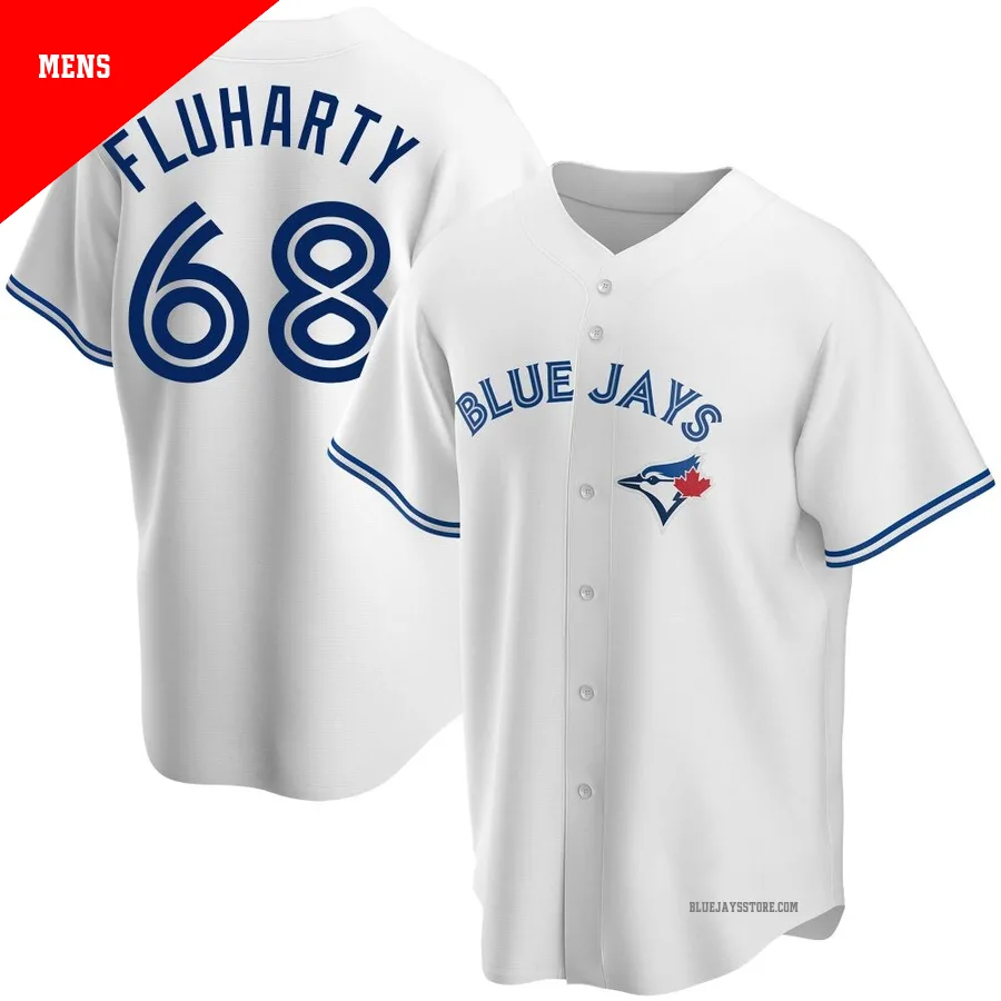 Men's Toronto Blue Jays Mason Fluharty ＃68 White Replica Home Jersey