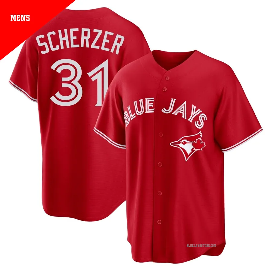 Men's Toronto Blue Jays Max Scherzer ＃31 Red Replica Canada Day Jersey