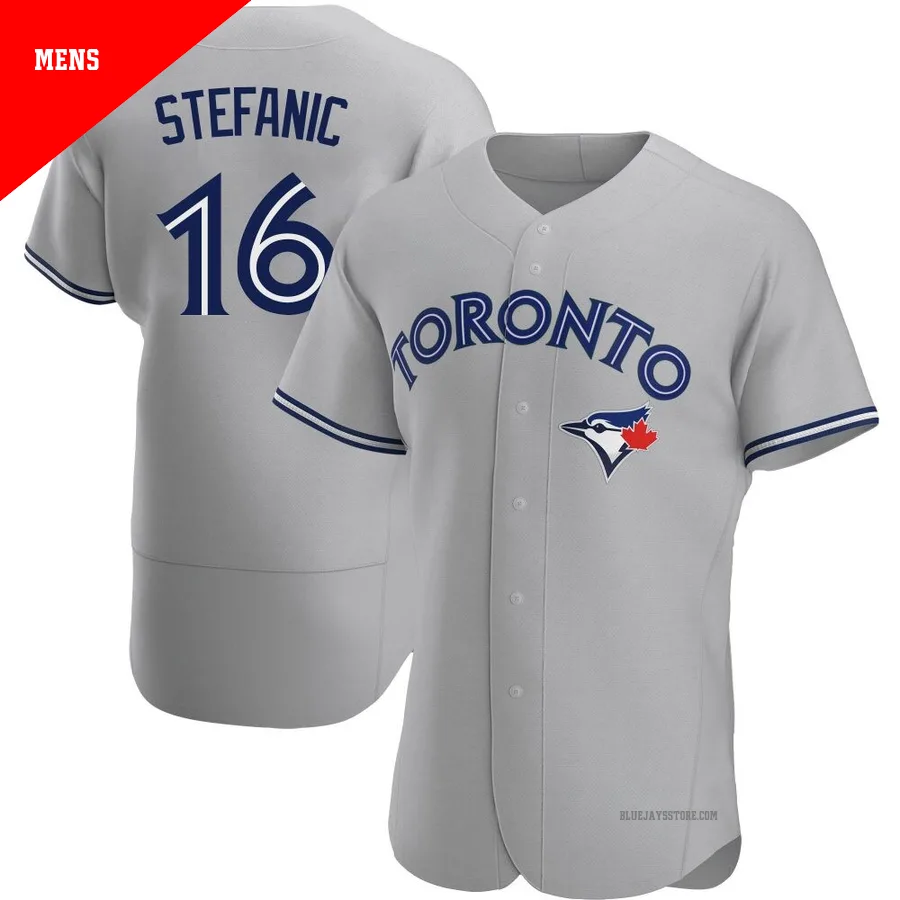 Men's Toronto Blue Jays Michael Stefanic ＃16 Gray Authentic Road Jersey