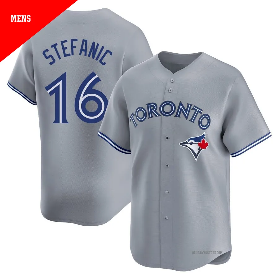 Men's Toronto Blue Jays Michael Stefanic ＃16 Gray Limited Away Jersey