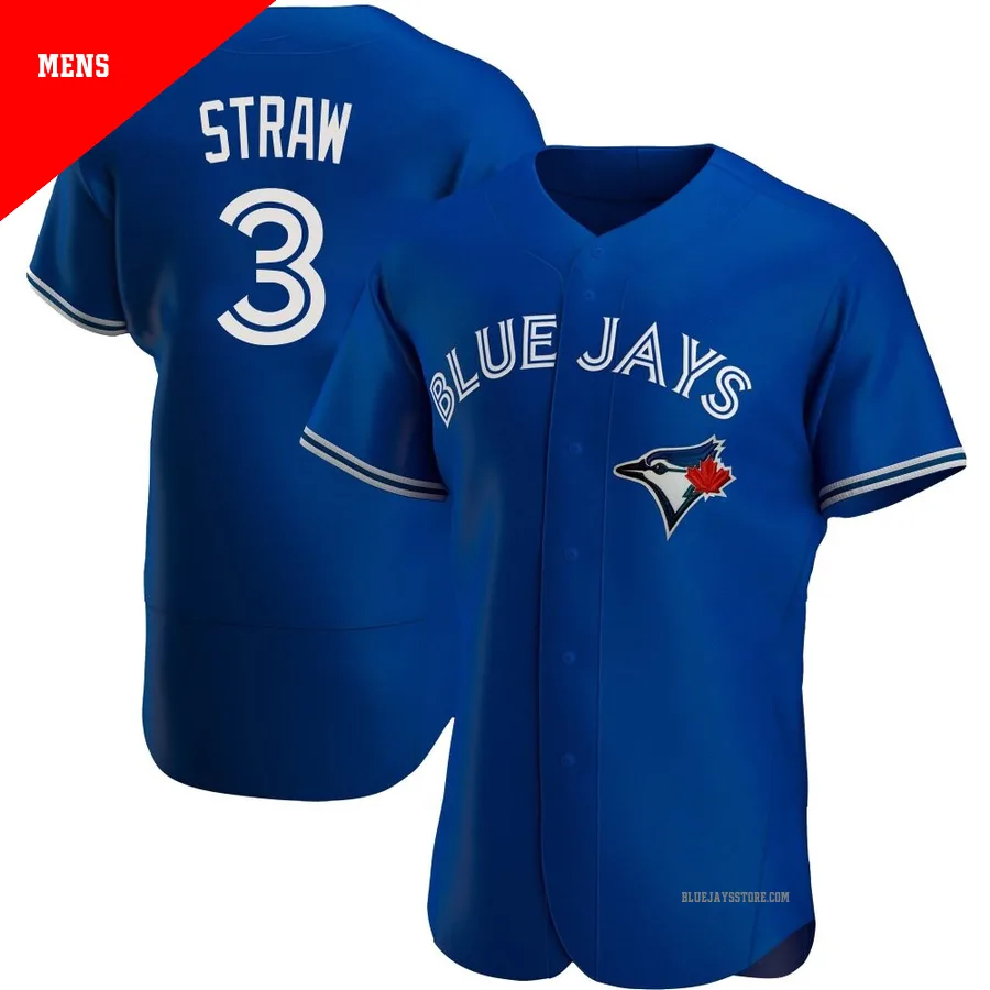 Men's Toronto Blue Jays Myles Straw ＃3 Royal Authentic Alternate Jersey