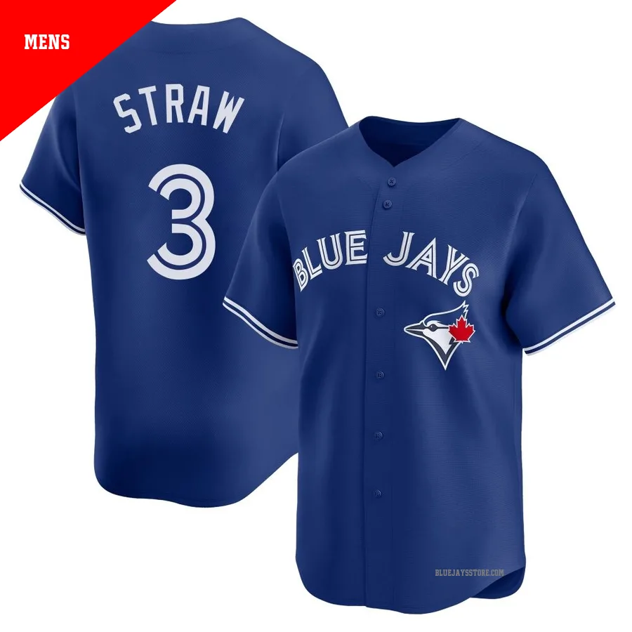 Men's Toronto Blue Jays Myles Straw ＃3 Royal Limited Alternate Jersey