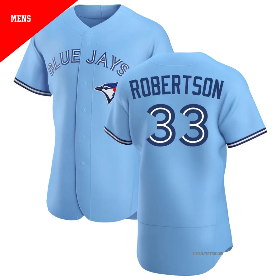 Men's Toronto Blue Jays Nick Robertson ＃33 Blue Authentic Powder Alternate Jersey