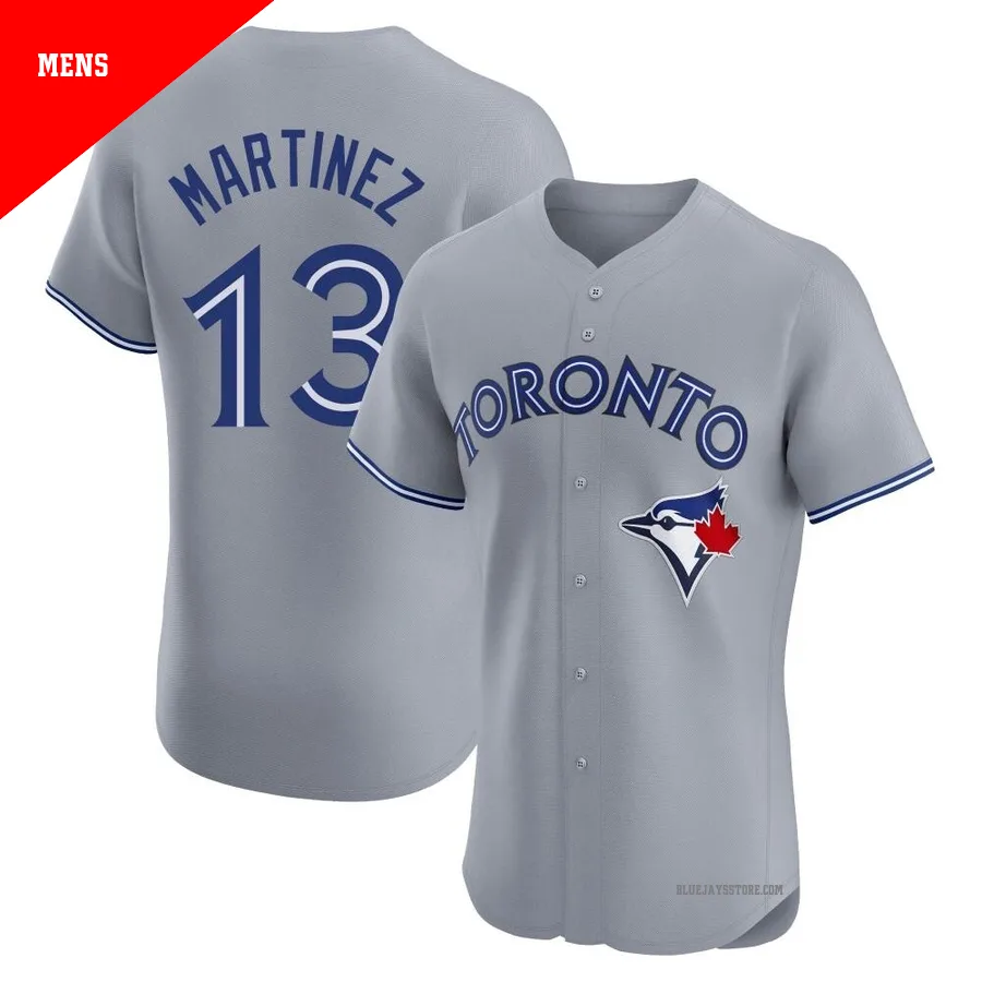 Men's Toronto Blue Jays Orelvis Martinez ＃13 Gray Elite Road Jersey