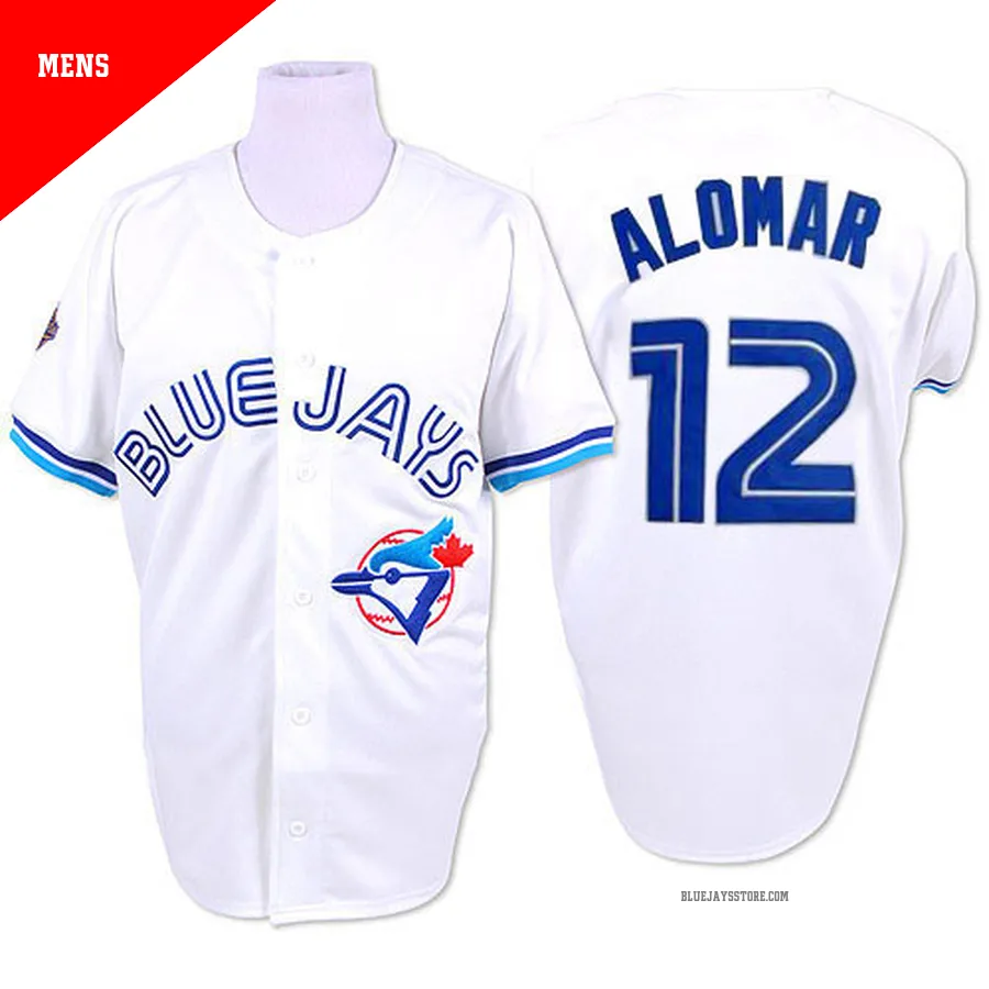 Men's Toronto Blue Jays Roberto Alomar ＃12 White Authentic 1993 Throwback Jersey