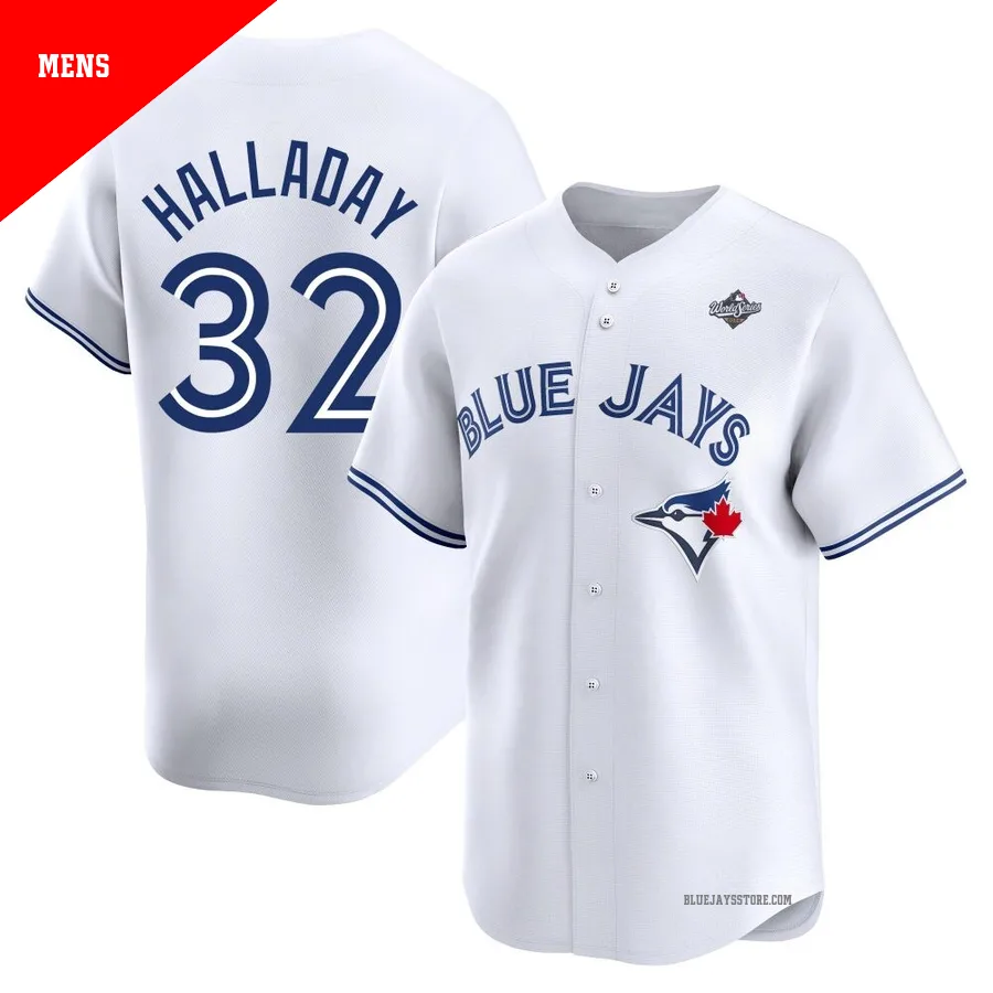 Men's Toronto Blue Jays Roy Halladay ＃32 White Limited Home 2025 World Series Jersey