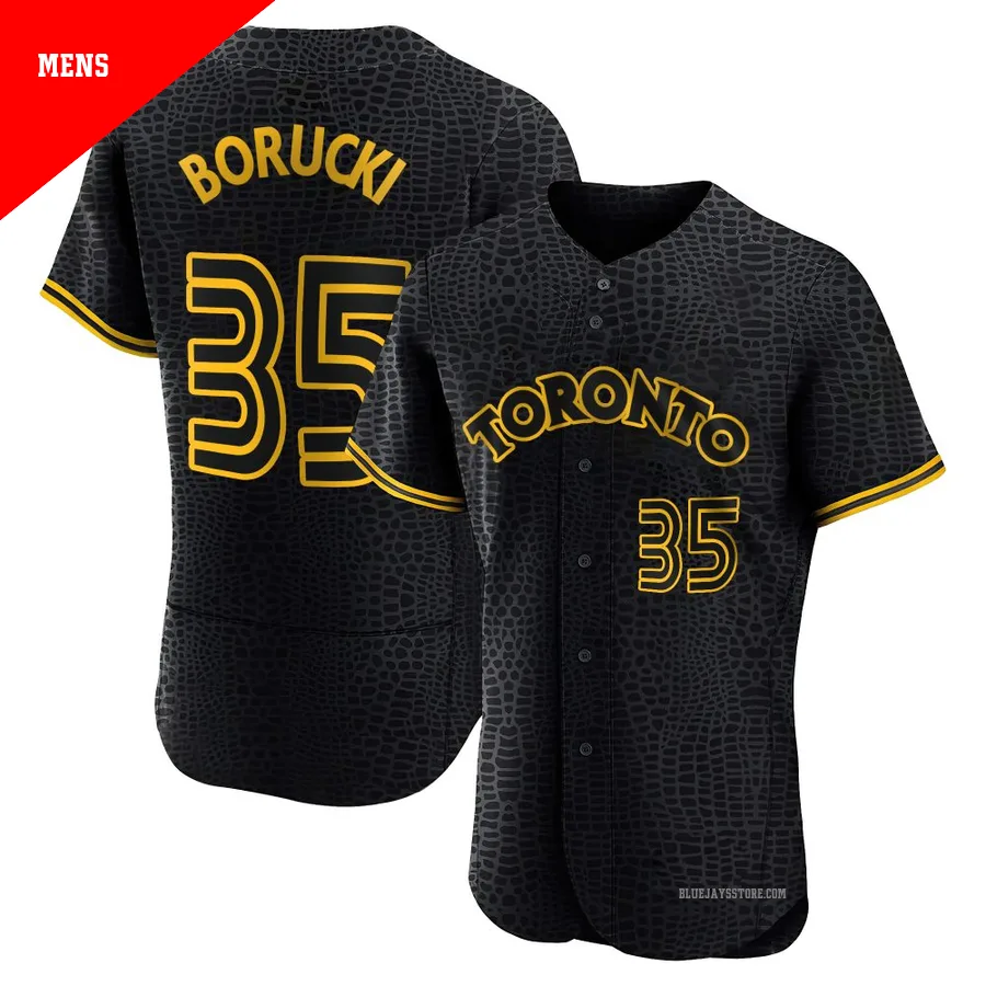 Men's Toronto Blue Jays Ryan Borucki ＃35 Black Authentic Snake Skin City Jersey