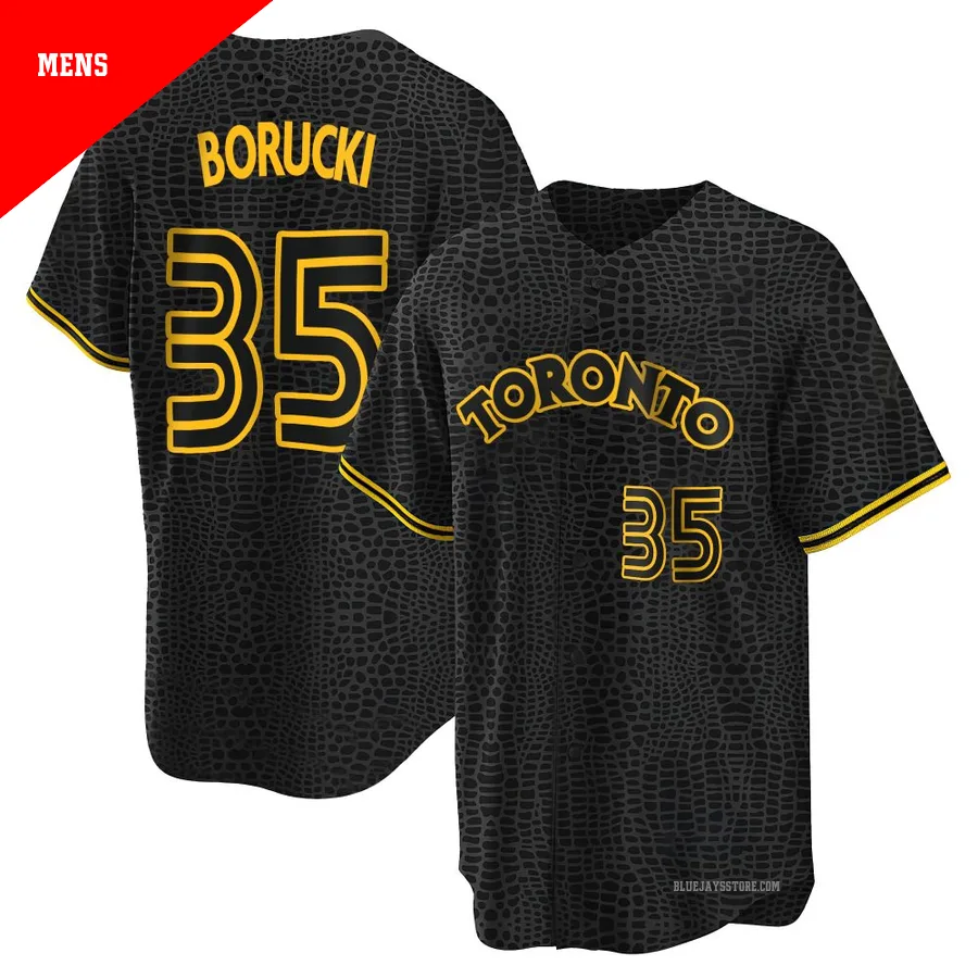 Men's Toronto Blue Jays Ryan Borucki ＃35 Black Replica Snake Skin City Jersey