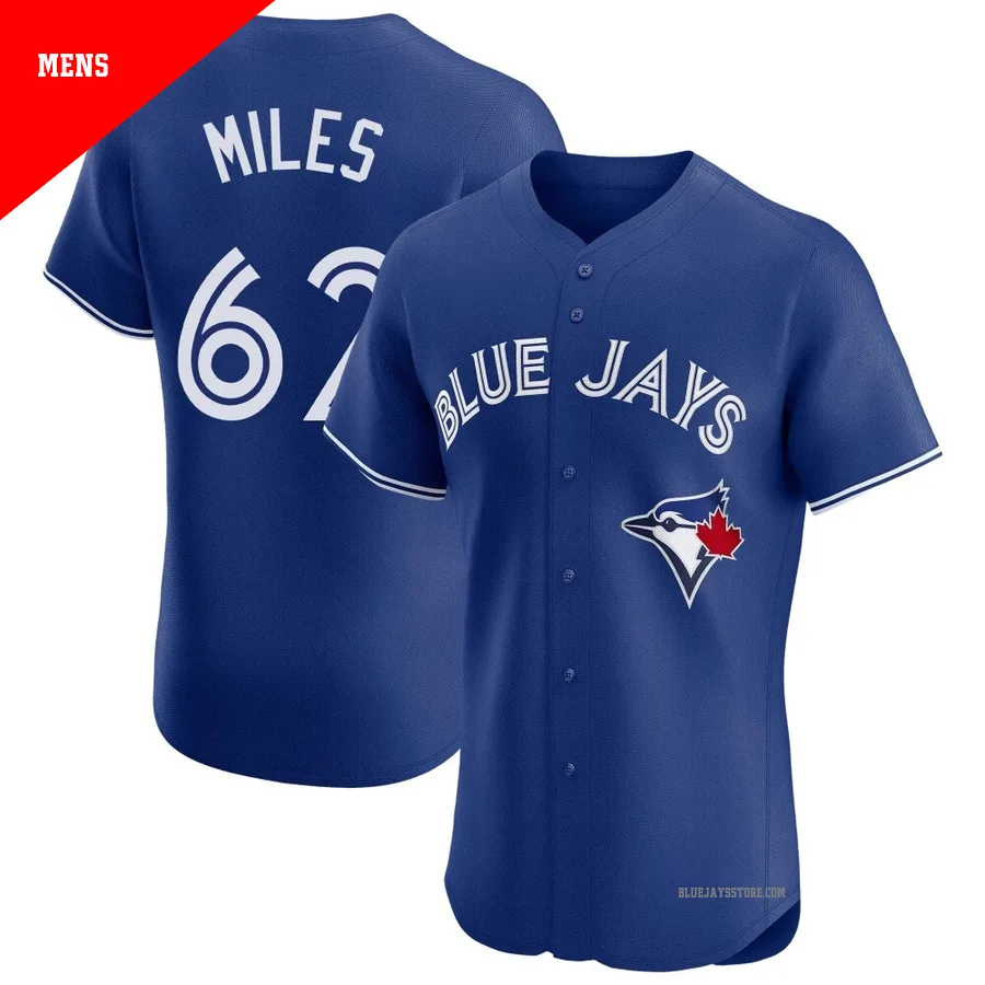 Men's Toronto Blue Jays Spencer Miles ＃62 Royal Elite Alternate Jersey