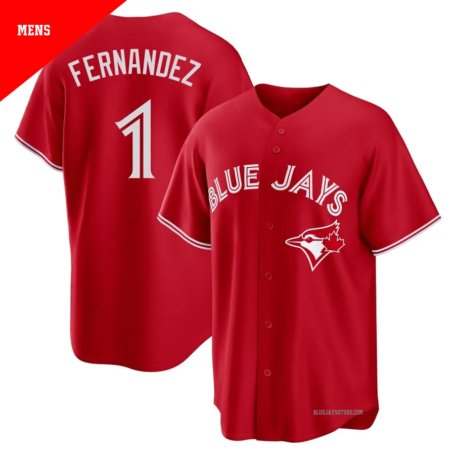 Men's Toronto Blue Jays Tony Fernandez ＃1 Red Replica Canada Day Jersey