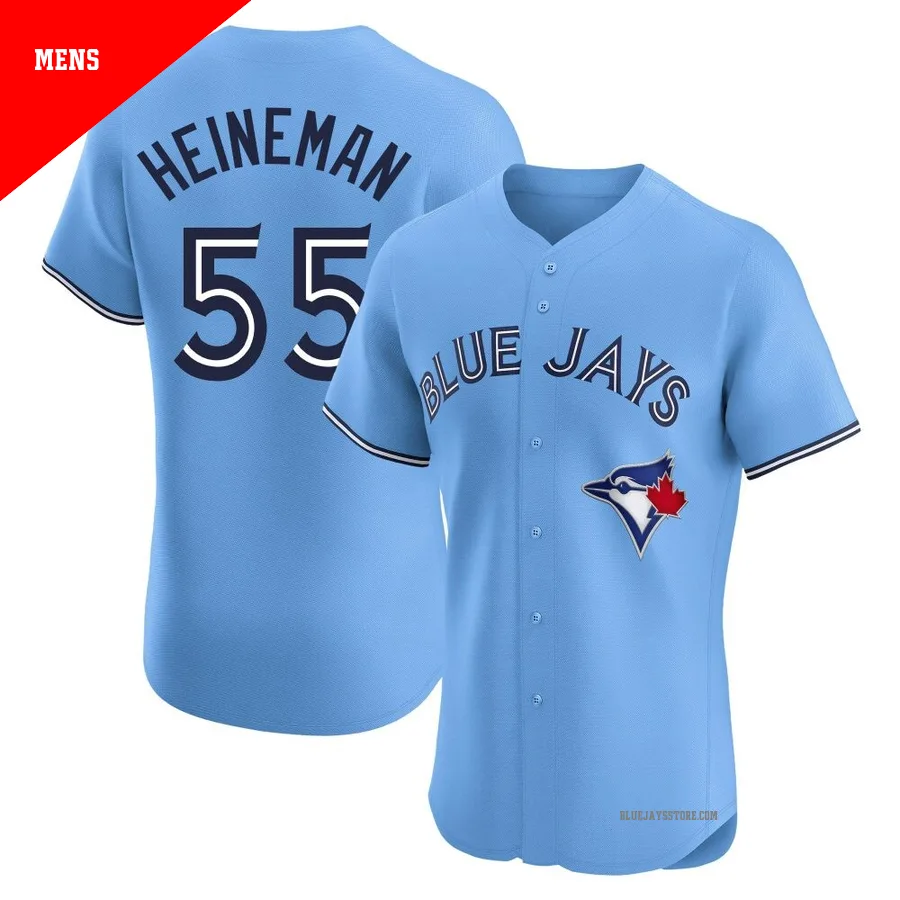 Men's Toronto Blue Jays Tyler Heineman ＃55 Blue Elite Powder Alternate Jersey