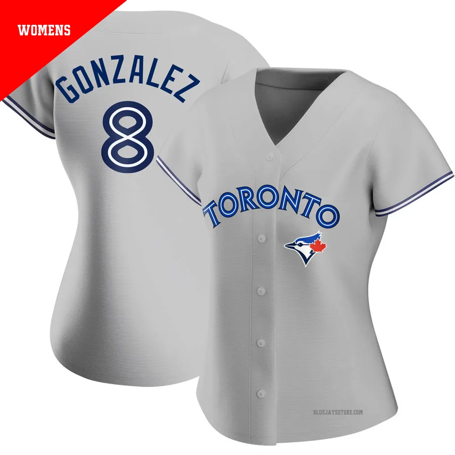 Women's Toronto Blue Jays Alex Gonzalez ＃8 Gray Authentic Road Jersey