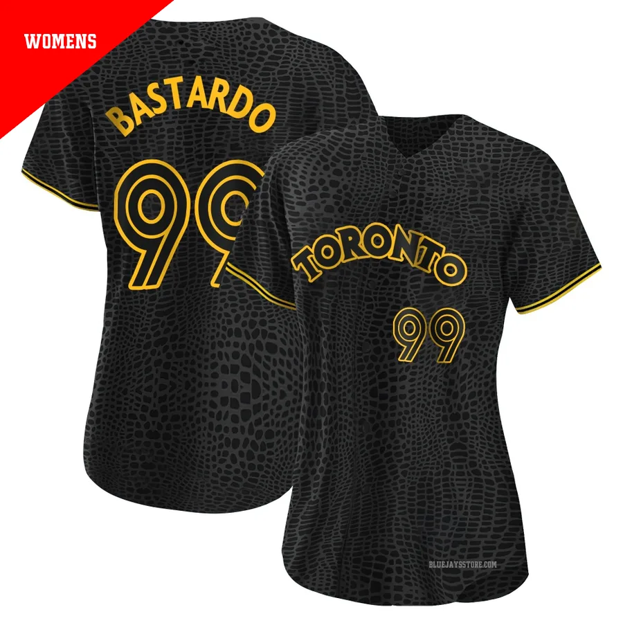 Women's Toronto Blue Jays Angel Bastardo ＃99 Black Authentic Snake Skin City Jersey
