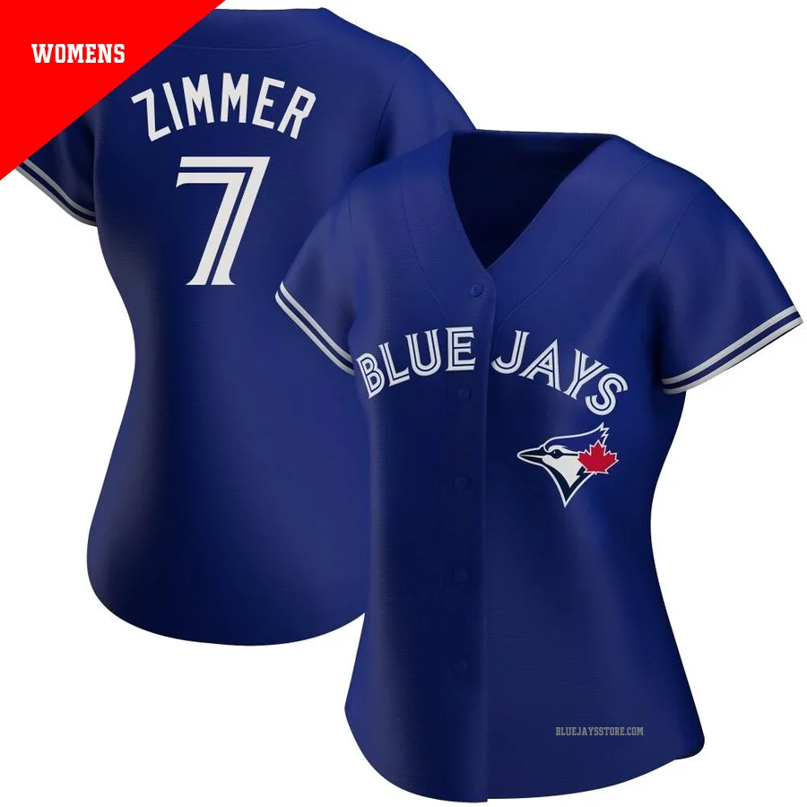 Women's Toronto Blue Jays Bradley Zimmer ＃7 Royal Replica Alternate Jersey
