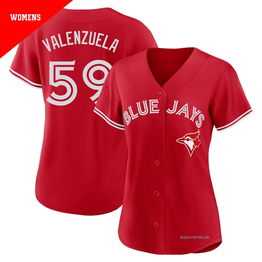 Women's Toronto Blue Jays Brandon Valenzuela ＃59 Red Replica Canada Day Jersey