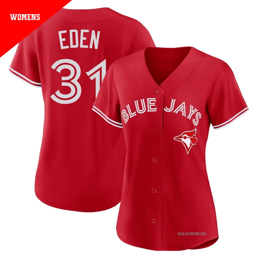 Women's Toronto Blue Jays Cam Eden ＃31 Red Replica Canada Day Jersey