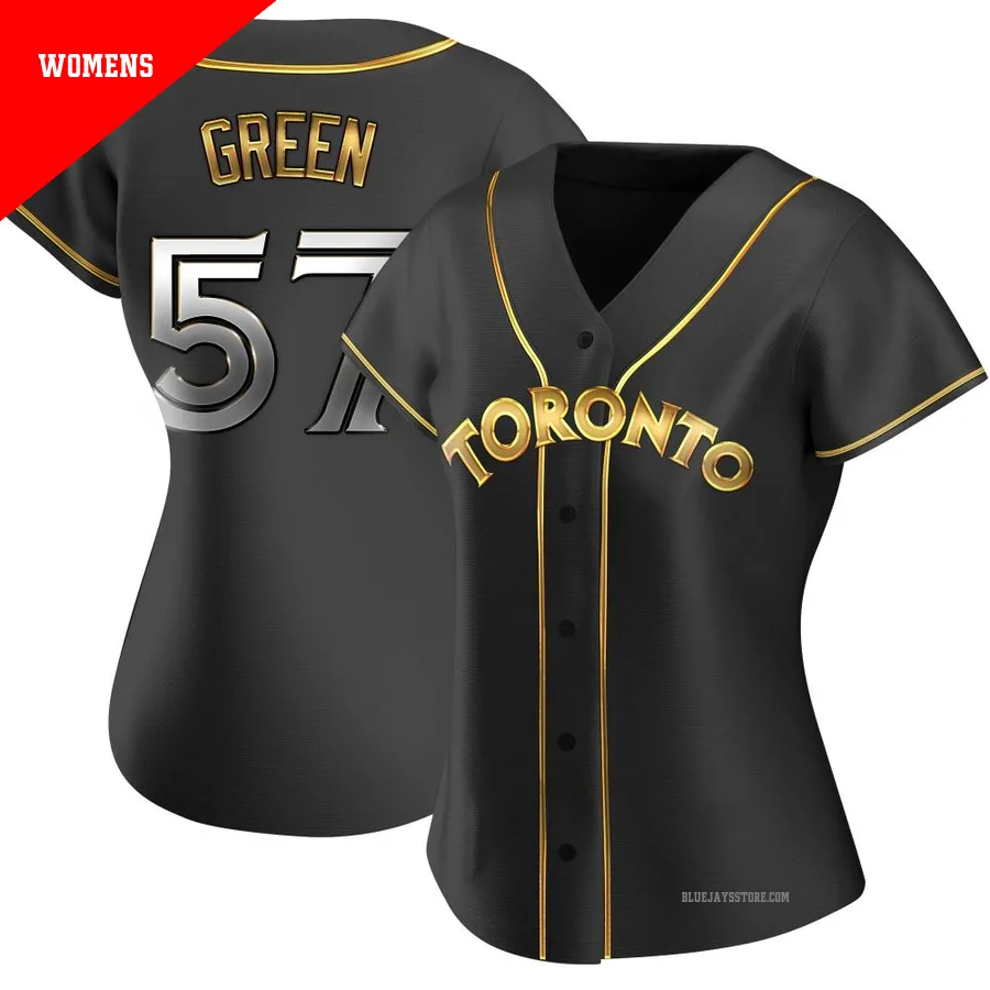 Women's Toronto Blue Jays Chad Green ＃57 Gold Replica Black en Alternate Jersey