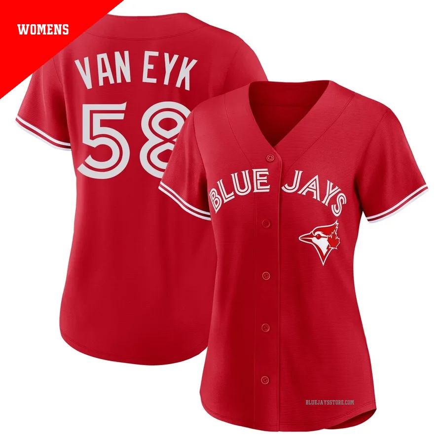 Women's Toronto Blue Jays C.J. Van Eyk ＃58 Red Replica Canada Day Jersey