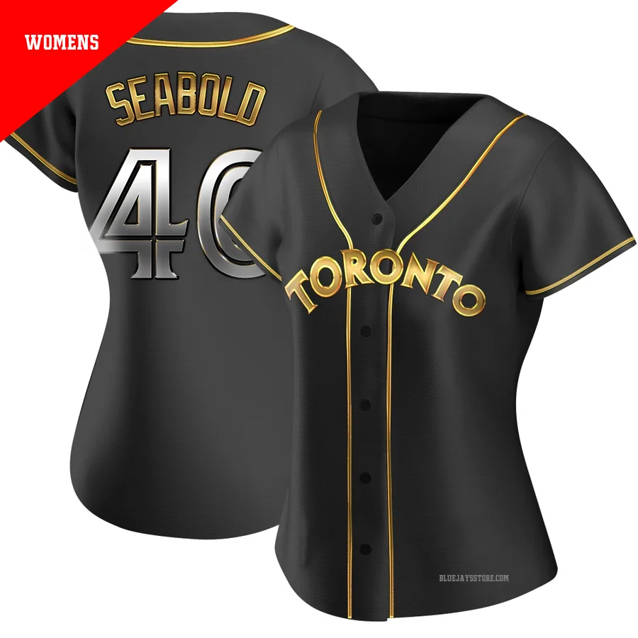 Women's Toronto Blue Jays Connor Seabold ＃40 Gold Replica Black en Alternate Jersey