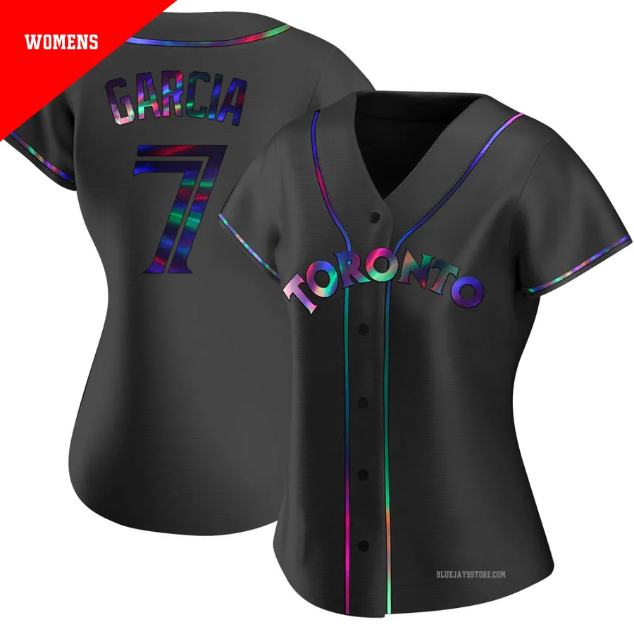 Women's Toronto Blue Jays Damaso Garcia ＃7 Black Replica Holographic Alternate Jersey