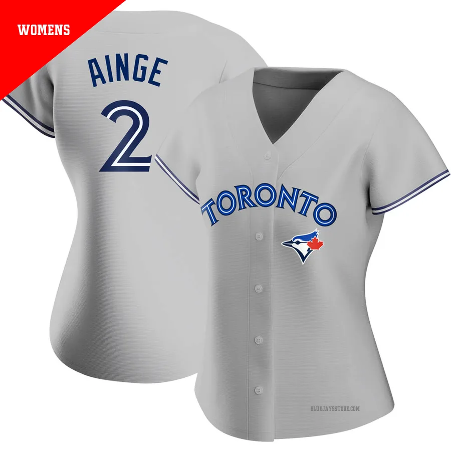 Women's Toronto Blue Jays Danny Ainge ＃2 Gray Replica Road Jersey
