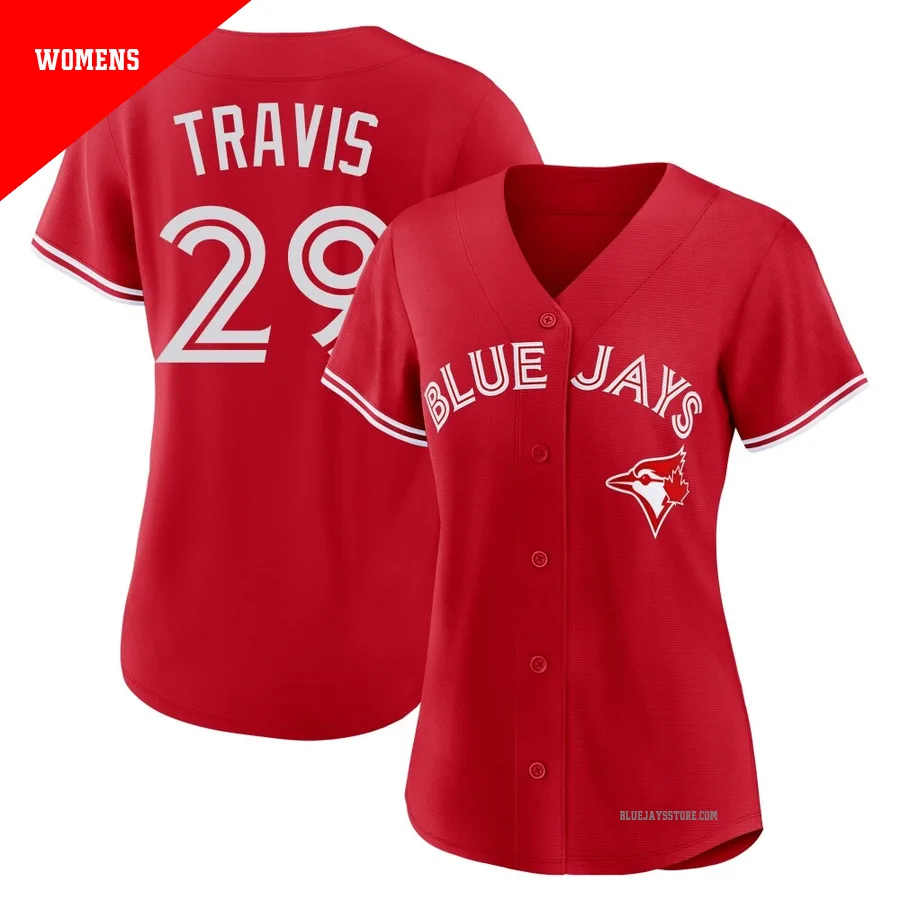 Women's Toronto Blue Jays Devon Travis ＃29 Red Replica Canada Day Jersey