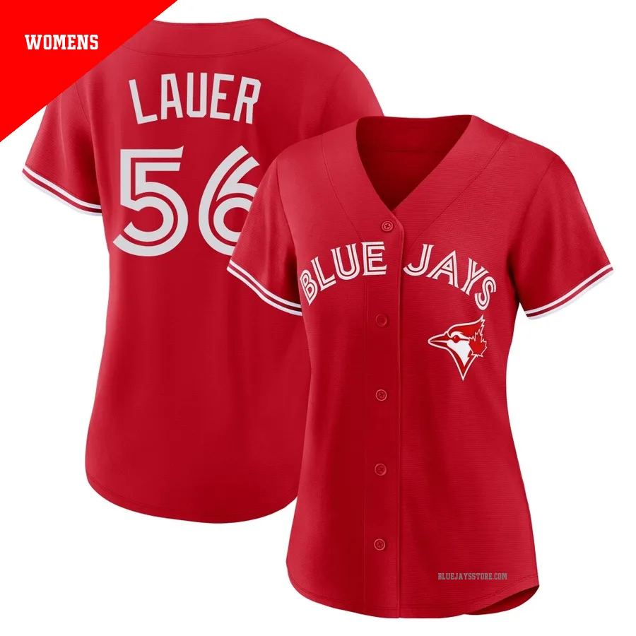 Women's Toronto Blue Jays Eric Lauer ＃56 Red Replica Canada Day Jersey