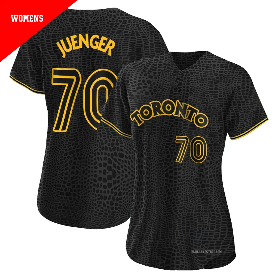 Women's Toronto Blue Jays Hayden Juenger ＃70 Black Authentic Snake Skin City Jersey
