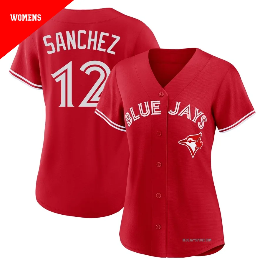 Women's Toronto Blue Jays Jesus Sanchez ＃12 Red Replica Canada Day Jersey