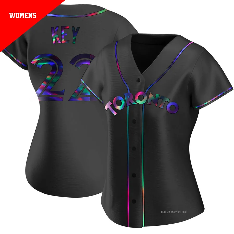 Women's Toronto Blue Jays Jimmy Key ＃22 Black Replica Holographic Alternate Jersey