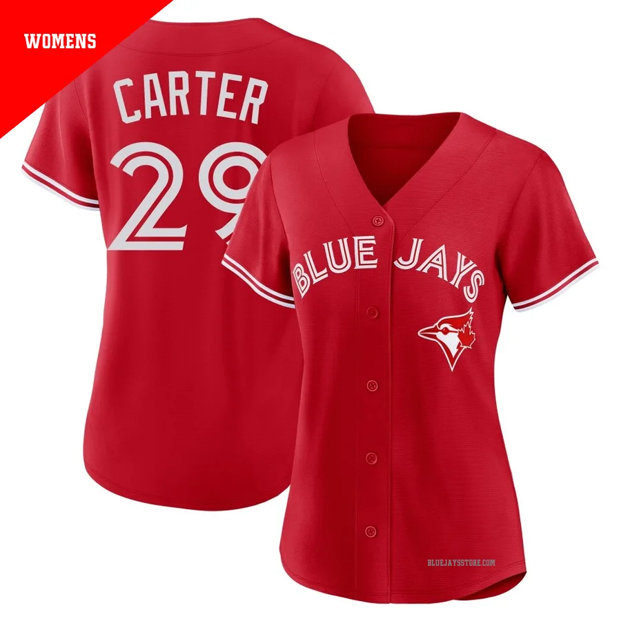 Women's Toronto Blue Jays Joe Carter ＃29 Red Replica Canada Day Jersey