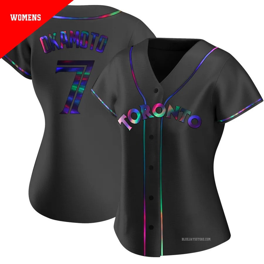 Women's Toronto Blue Jays Kazuma Okamoto ＃7 Black Replica Holographic Alternate Jersey