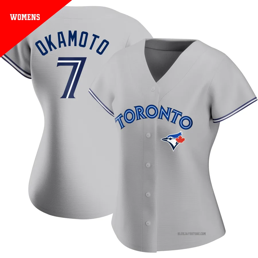 Women's Toronto Blue Jays Kazuma Okamoto ＃7 Gray Authentic Road Jersey