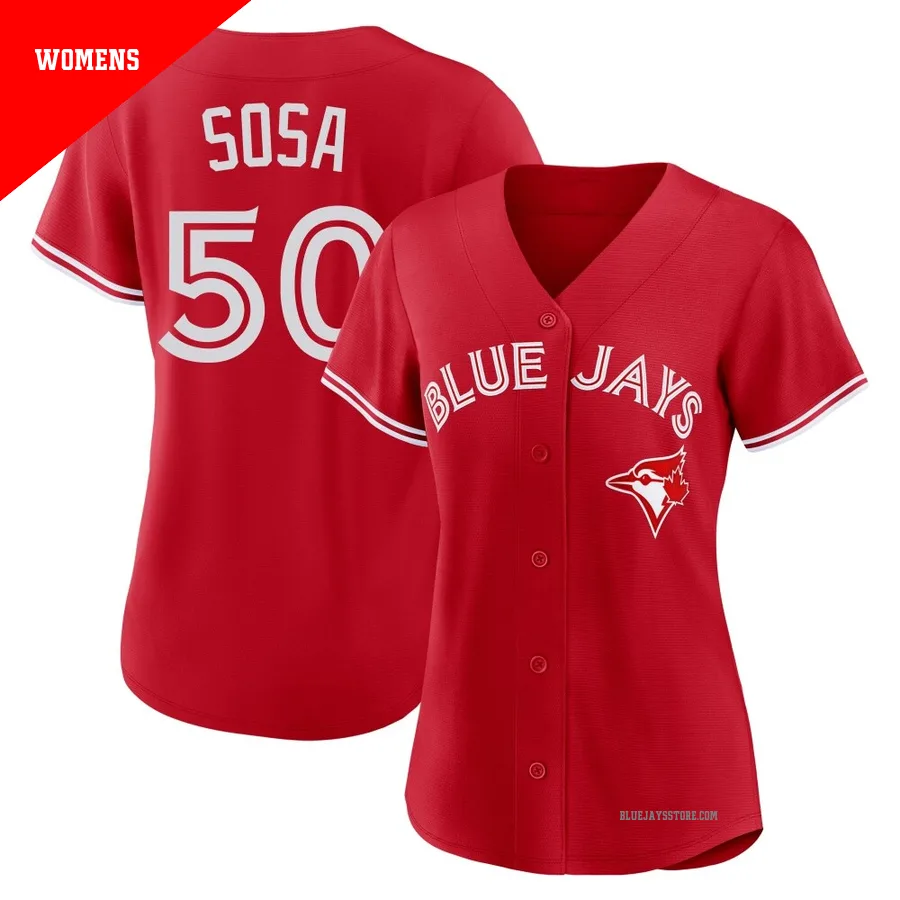 Women's Toronto Blue Jays Lenyn Sosa ＃50 Red Replica Canada Day Jersey